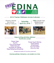 UTCC Will Participate in Edina Wellness Challenge for Edina Students on Saturday April 23, 2016